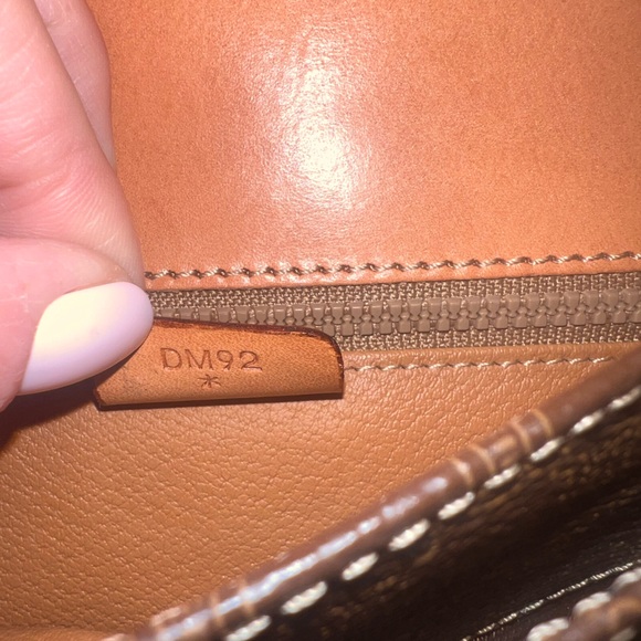 {Vintage Céline Triomphe Macadam Clutch Wristlet Bag Brown with Tan Leather Trim - Picture 11 of 13